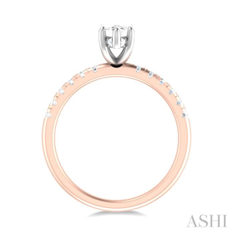 1/3 ctw Marquise Shape Round Cut Diamond Semi Mount Engagement Ring in 14K Rose and White Gold