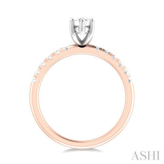 1/3 ctw Marquise Shape Round Cut Diamond Semi Mount Engagement Ring in 14K Rose and White Gold