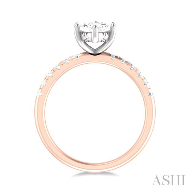 1/3 ctw Marquise Shape Round Cut Diamond Semi Mount Engagement Ring in 14K Rose and White Gold