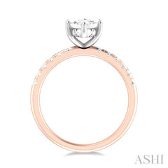 1/3 ctw Marquise Shape Round Cut Diamond Semi Mount Engagement Ring in 14K Rose and White Gold