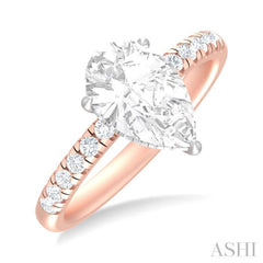1/3 ctw Pear Shape Round Cut Diamond Semi Mount Engagement Ring in 14K Rose and White Gold