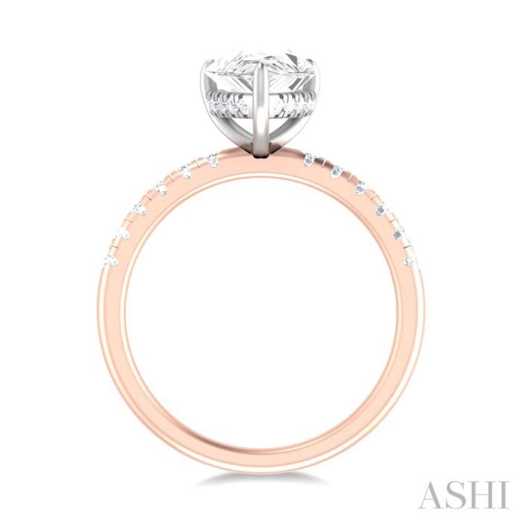 1/3 ctw Pear Shape Round Cut Diamond Semi Mount Engagement Ring in 14K Rose and White Gold