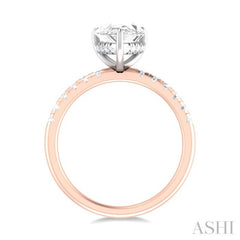 1/3 ctw Pear Shape Round Cut Diamond Semi Mount Engagement Ring in 14K Rose and White Gold