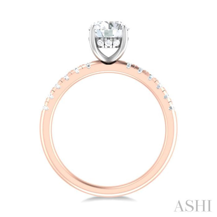 1/3 ctw Circular Shape Round Cut Diamond Semi Mount Engagement Ring in 14K Rose and White Gold