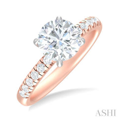 1/3 ctw Circular Shape Round Cut Diamond Semi Mount Engagement Ring in 14K Rose and White Gold