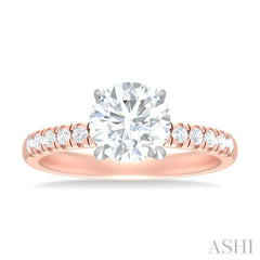 1/3 ctw Circular Shape Round Cut Diamond Semi Mount Engagement Ring in 14K Rose and White Gold
