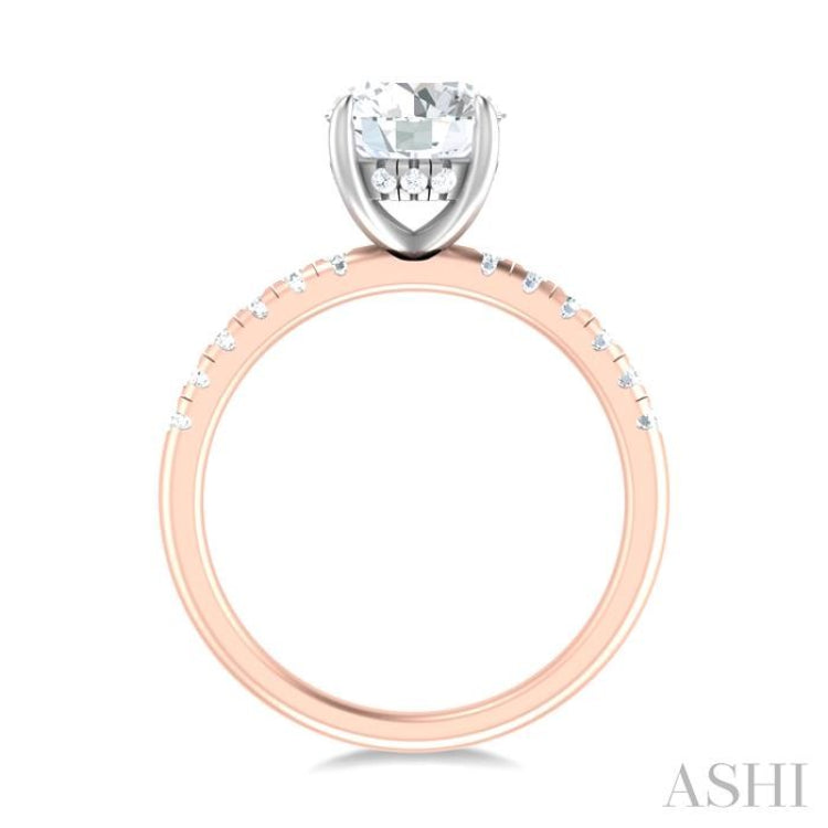 1/3 ctw Circular Shape Round Cut Diamond Semi Mount Engagement Ring in 14K Rose and White Gold