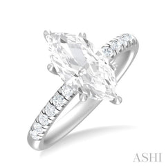 1/3 ctw Marquise Shape Round Cut Diamond Semi Mount Engagement Ring in 14K White Gold