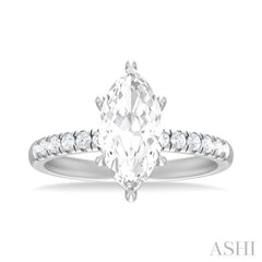1/3 ctw Marquise Shape Round Cut Diamond Semi Mount Engagement Ring in 14K White Gold