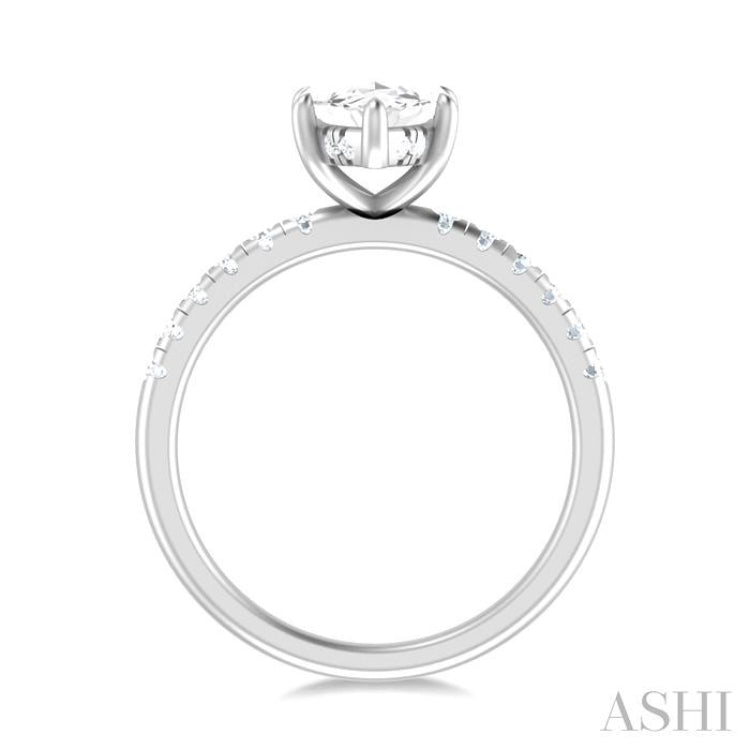 1/3 ctw Marquise Shape Round Cut Diamond Semi Mount Engagement Ring in 14K White Gold