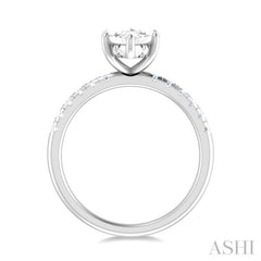 1/3 ctw Marquise Shape Round Cut Diamond Semi Mount Engagement Ring in 14K White Gold