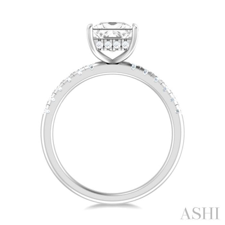 1/3 ctw Princess Shape Round Cut Diamond Semi Mount Engagement Ring in 14K White Gold