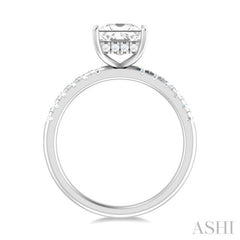 1/3 ctw Princess Shape Round Cut Diamond Semi Mount Engagement Ring in 14K White Gold