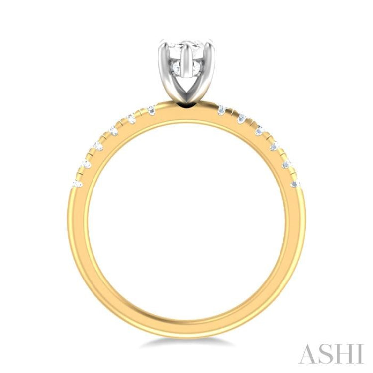 1/3 ctw Marquise Shape Round Cut Diamond Semi Mount Engagement Ring in 14K Yellow and White Gold
