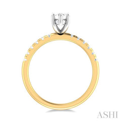 1/3 ctw Marquise Shape Round Cut Diamond Semi Mount Engagement Ring in 14K Yellow and White Gold