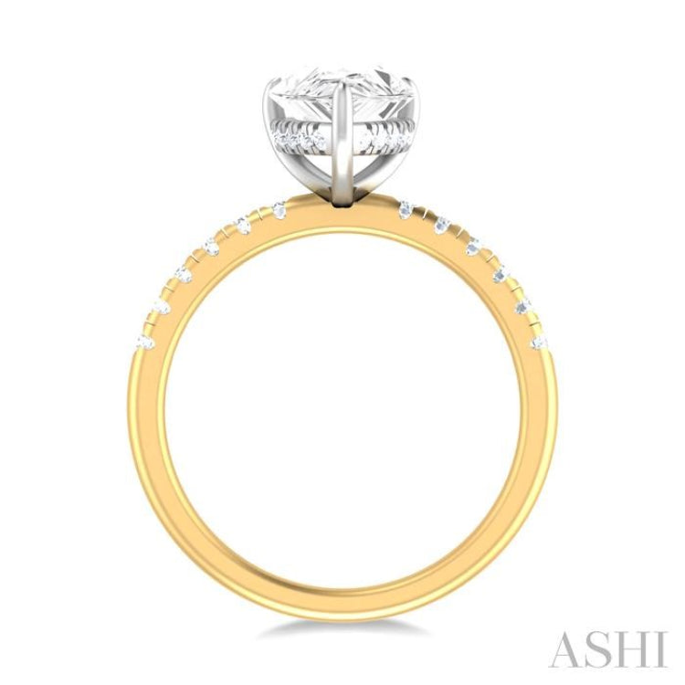 1/3 ctw Pear Shape Round Cut Diamond Semi Mount Engagement Ring in 14K Yellow and White Gold