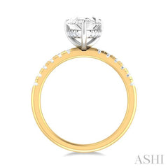 1/3 ctw Pear Shape Round Cut Diamond Semi Mount Engagement Ring in 14K Yellow and White Gold