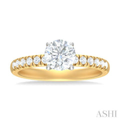 1/3 ctw Circular Shape Round Cut Diamond Semi Mount Engagement Ring in 14K Yellow and White Gold
