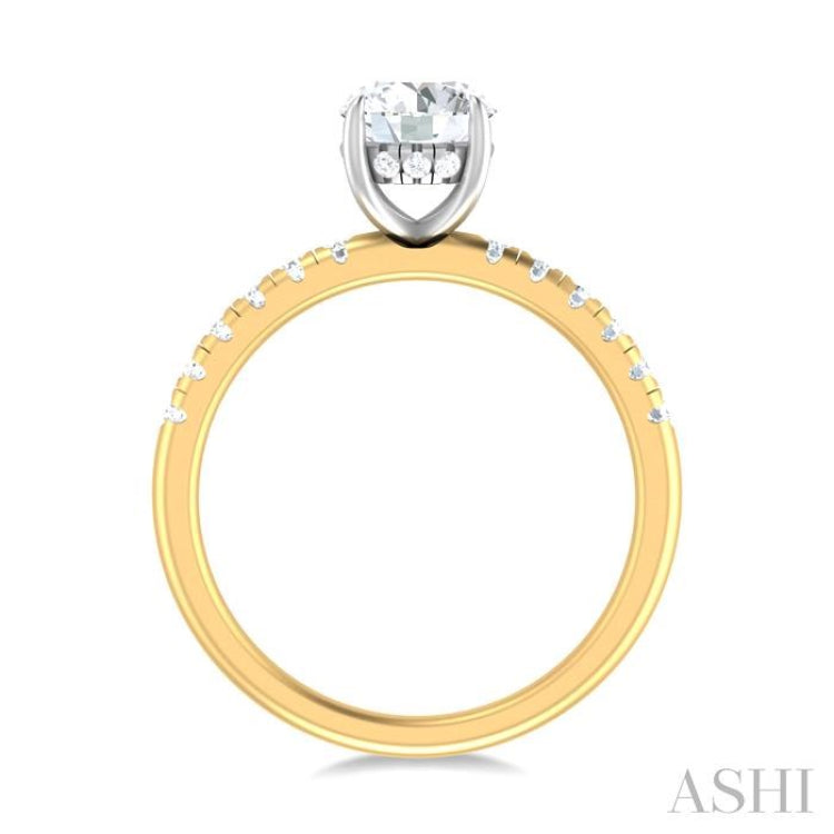 1/3 ctw Circular Shape Round Cut Diamond Semi Mount Engagement Ring in 14K Yellow and White Gold