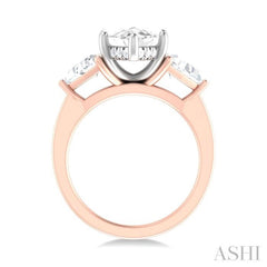 1 ctw Marquise Shape Trillion and Round Cut Diamond Semi Mount Engagement Ring in 14K Rose and White Gold