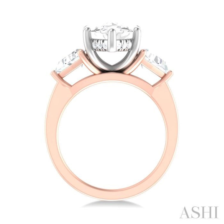 1 ctw Marquise Shape Trillion and Round Cut Diamond Semi Mount Engagement Ring in 14K Rose and White Gold