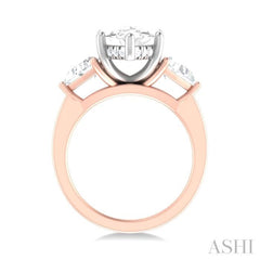 1 ctw Marquise Shape Trillion and Round Cut Diamond Semi Mount Engagement Ring in 14K Rose and White Gold