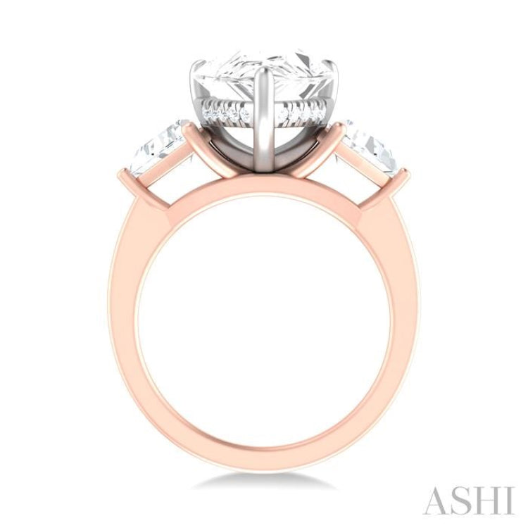 1 ctw Pear Shape Trillion Cut & Round Cut Diamond Semi Mount Engagement Ring in 14K Rose and White Gold