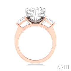 1 ctw Pear Shape Trillion Cut & Round Cut Diamond Semi Mount Engagement Ring in 14K Rose and White Gold