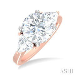1 ctw Circualar Shape Trillion and Round Cut Diamond Semi Mount Engagement Ring in 14K Rose and White Gold