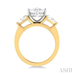 1 ctw Marquise Shape Trillion and Round Cut Diamond Semi Mount Engagement Ring in 14K Yellow and White Gold