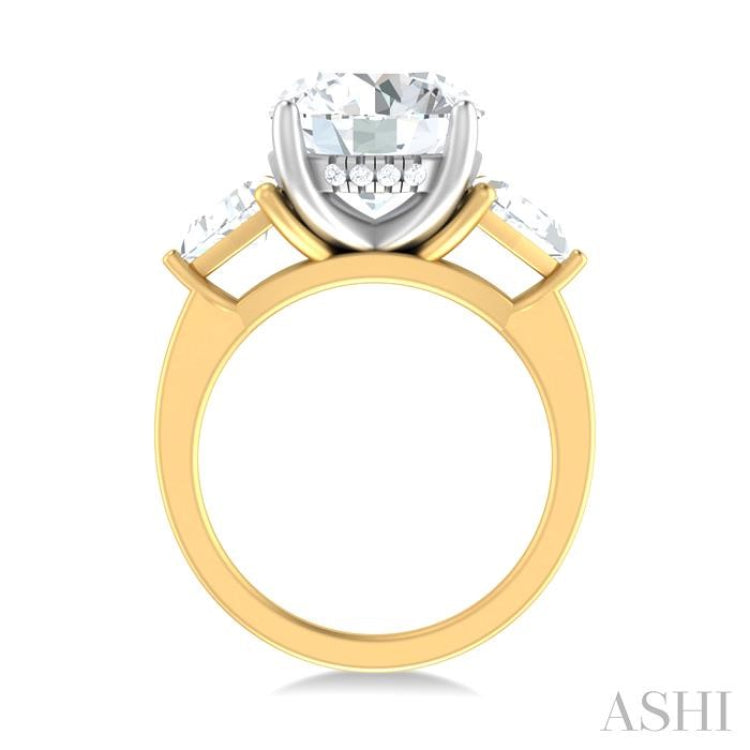 1 ctw Circualar Shape Trillion and Round Cut Diamond Semi Mount Engagement Ring in 14K Yellow and White Gold