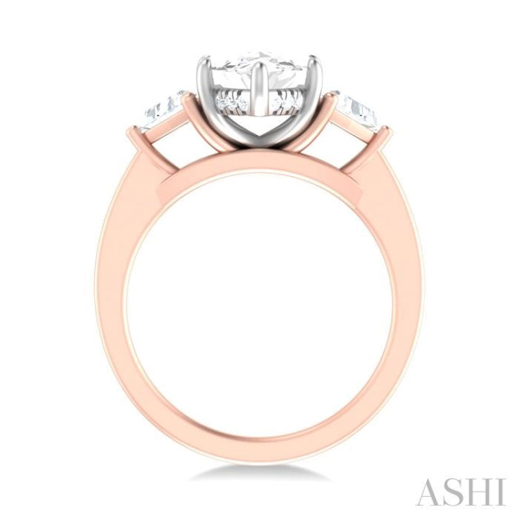 1/2 ctw Marquise Shape Trillion and Round Cut Diamond Semi Mount Engagement Ring in 14K Rose and White Gold