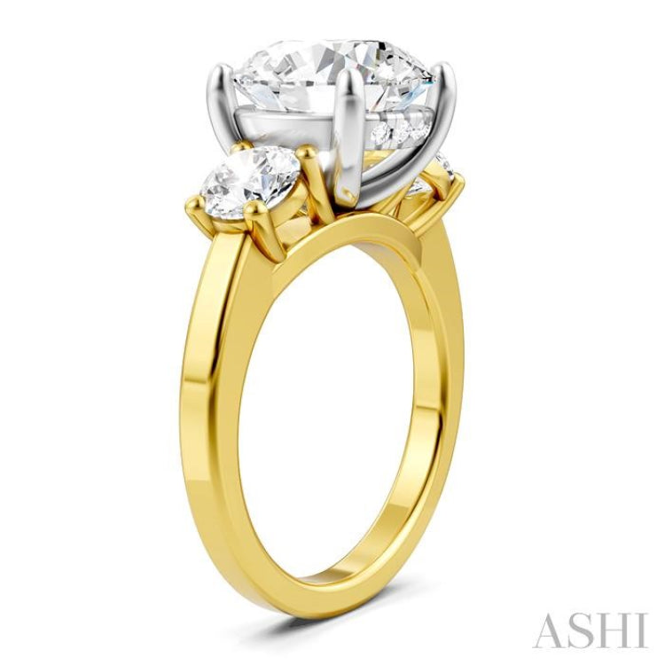 1 1/10 Ctw Tri-Mount Past, Present and Future Round Cut Diamond Semi-Mount Engagement Ring in 14K Yellow and White Gold