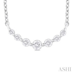 1/8 ctw Petite Smile Graduated Round Cut Diamond Necklace in Sterling Silver