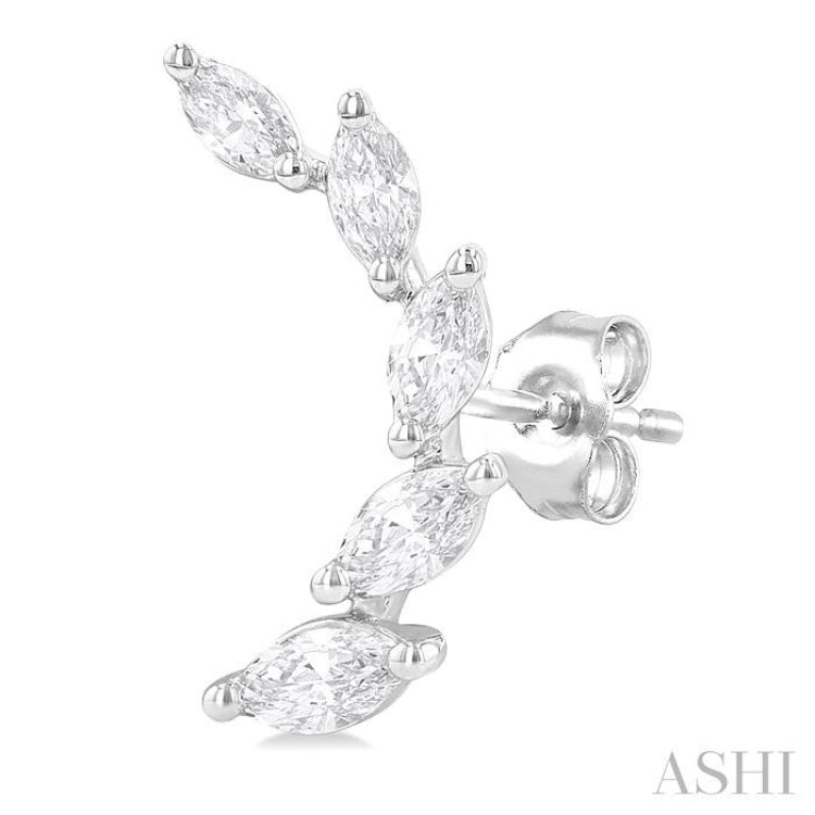 1/2 ctw Graduated Marquise Cut Diamond Fashion Ear Climbers in 14K White Gold