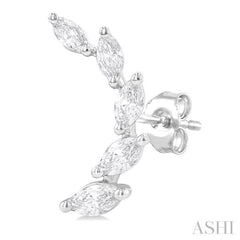 1/2 ctw Graduated Marquise Cut Diamond Fashion Ear Climbers in 14K White Gold