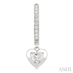 1/2 ctw Heart Shape Dome Round Cut Diamond Fashion Huggie Earrings in 14K White Gold