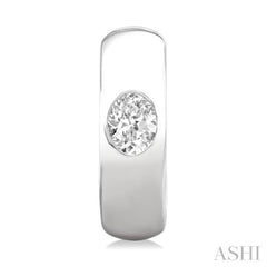 1/3 ctw Bezel Set Oval Cut Diamond Fashion Huggie Earrings in 14K White Gold
