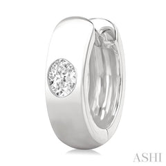 1/3 ctw Bezel Set Oval Cut Diamond Fashion Huggie Earrings in 14K White Gold