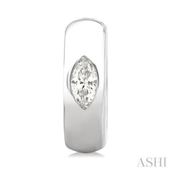 1/4 ctw Bezel Set Marquise Cut Diamond Fashion Huggie Earrings in 14K White Gold