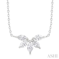 1/3 ctw Semi Circle Chevron Marquise Cut Diamond Fashion Necklace in 14K White Gold