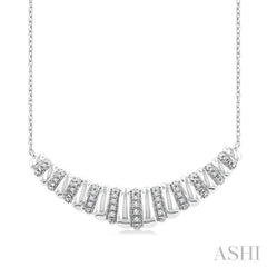 1/10 Ctw Ribbed Dome Shape Single Cut Diamond Bold Fashion Pendant With Chain in Sterling Silver