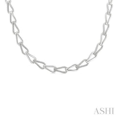1/4 Ctw Single Cut Diamond Bold Knot Link Fashion Necklace in Sterling Silver