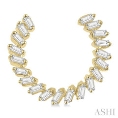 3/4 ctw Graduated Baguette Diamond Hoop Earring in 14K Yellow Gold