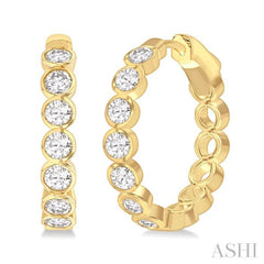 1.00CTRDDM ROUND BEZEL HOOP ER YG 14K G*