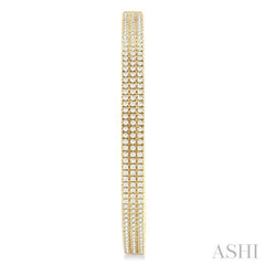 1 ctw Triple Row Pave Set Round Cut Diamond Fashion Hoop Earring in 14K Yellow Gold