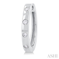 1/6 ctw Flush Bezel Set Diamond Fashion Hoop Earring in 10K White Gold