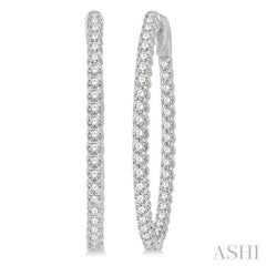 1 1/2 ctw Inside-Out Round Cut Diamond Oval Shape Hoop Earrings in 14K White Gold