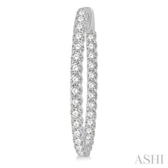 3 ctw Inside-Out Round Cut Diamond Oval Shape Hoop Earrings in 14K White Gold