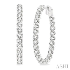5 ctw Inside-Out Round Cut Diamond Oval Shape Hoop Earrings in 14K White Gold